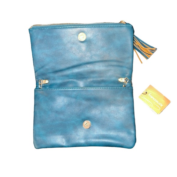 Francesca’s Lace Overlay Clutch Teal NWT - Picture 6 of 9